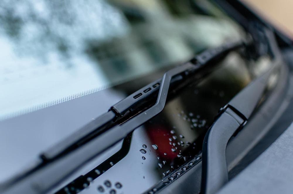 close up windshield wipers