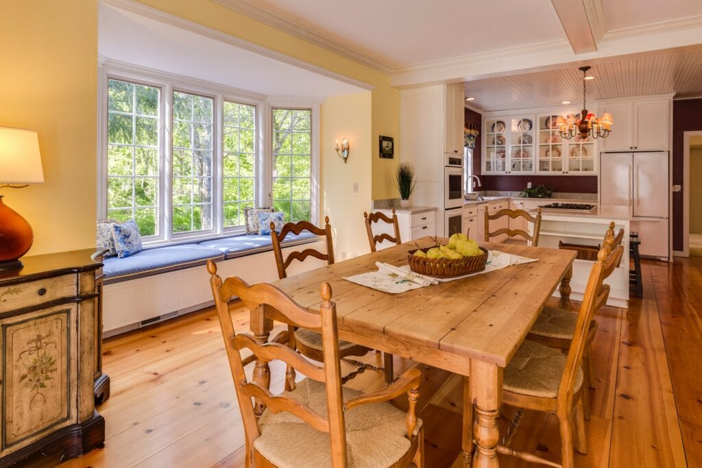 photo of dining area with wooden table