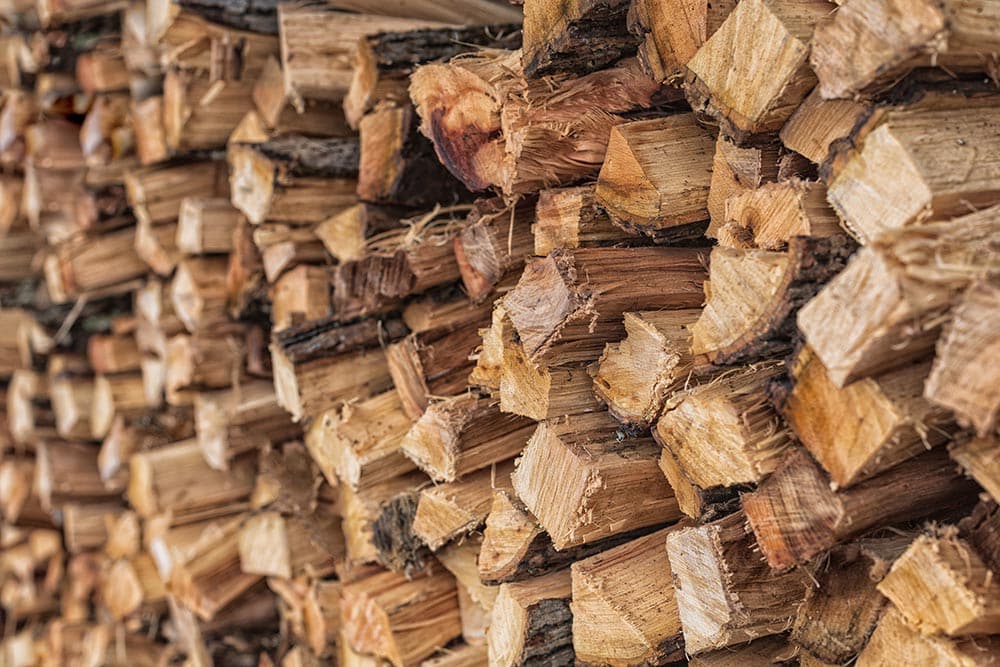 Stacked Hickory logs