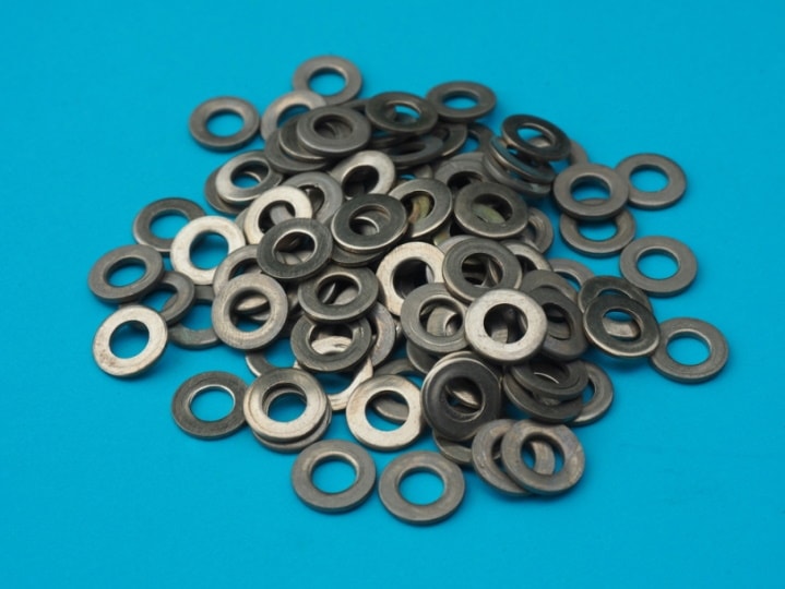 washers in blue background