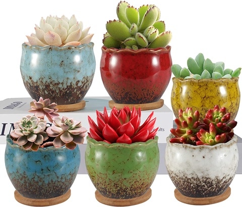 ZOUTOG 4 inch Colorful Ceramic Flower Pots