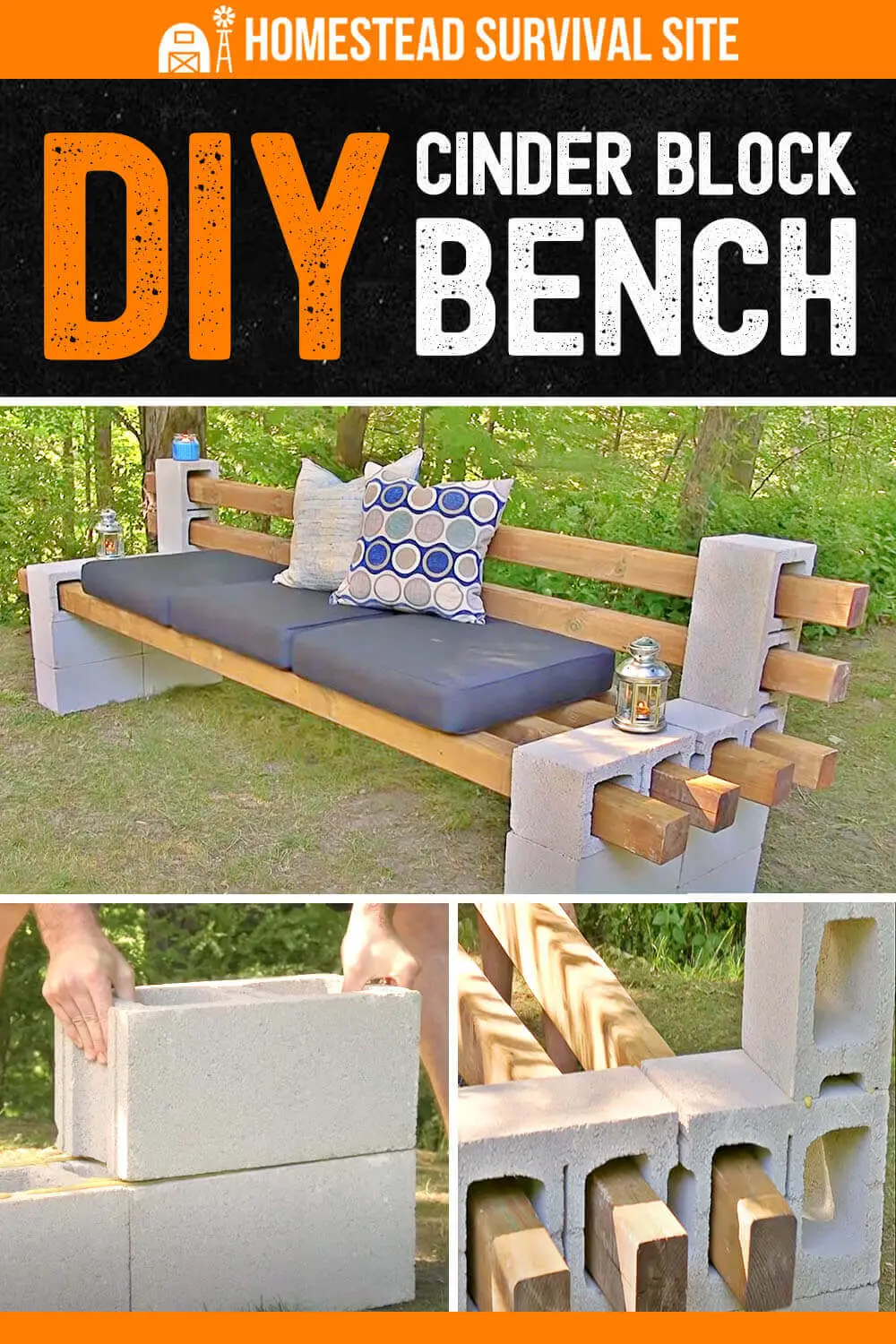 Cinder Block Bench- home stead survival site