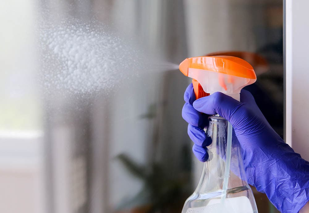 Cleaning window using sprayer_Vladimir Miloserdov_Shutterstock