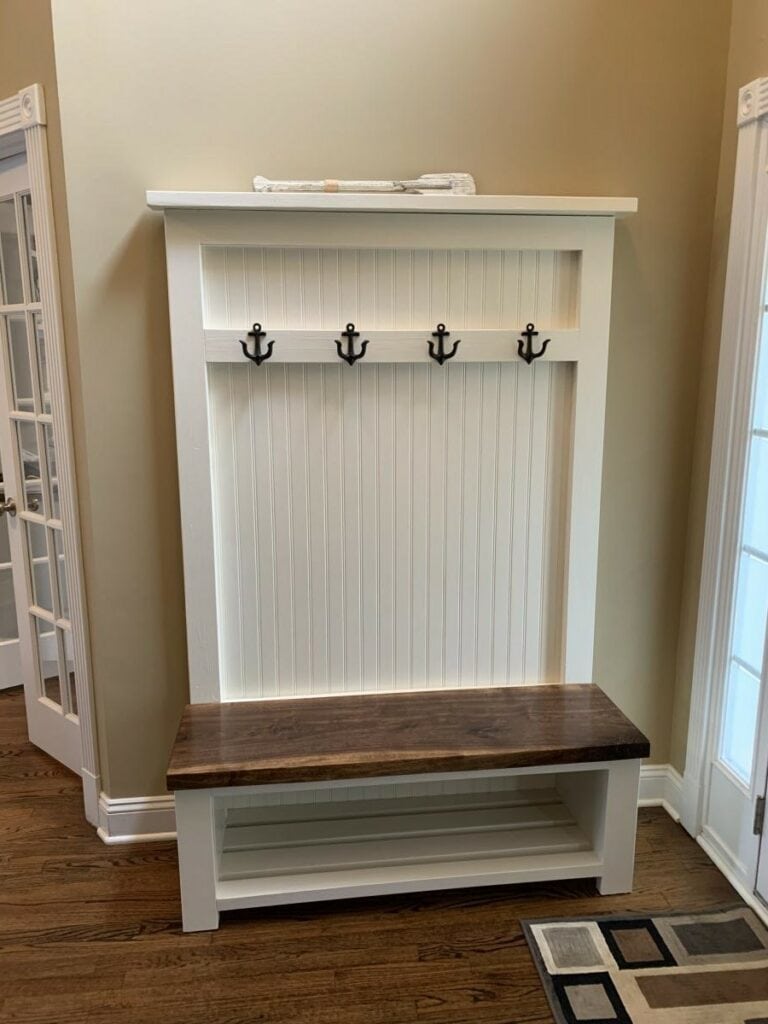 DIY Rustic Hall Tree Bench