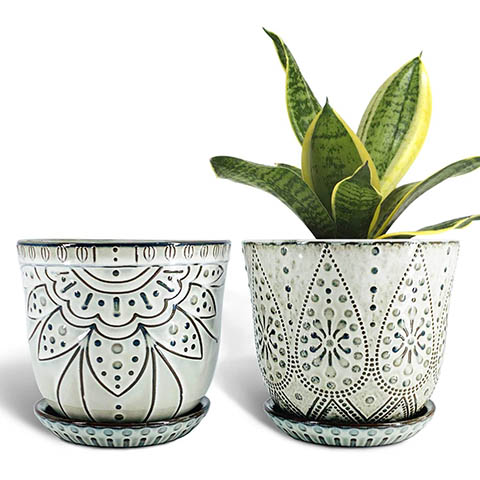 Gepege Beaded Ceramic Planter Set