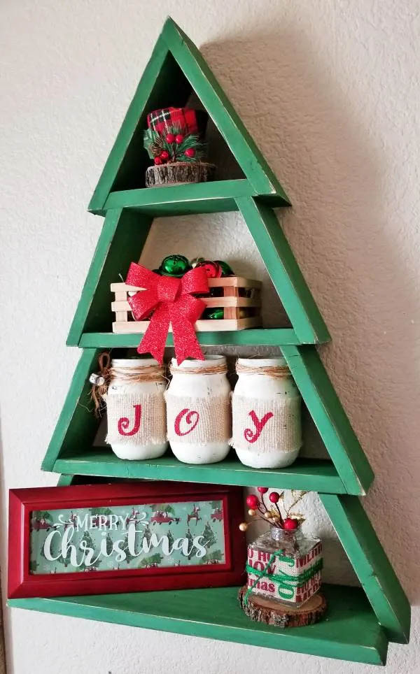 Modern Farmhouse DIY Wooden Christmas Tree Shelves