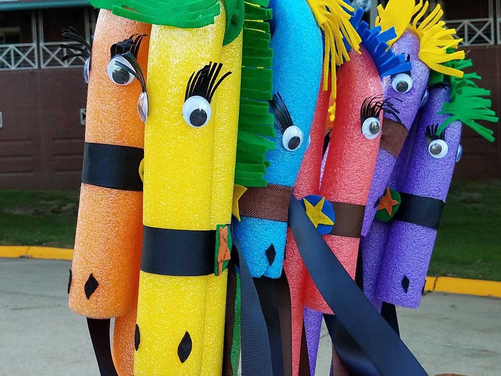 Riding ponies pool noodle