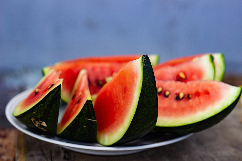 Watermelon slices on a plate