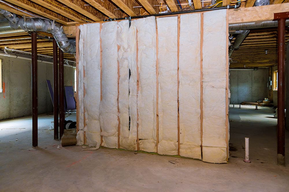 insulated wall on the basement