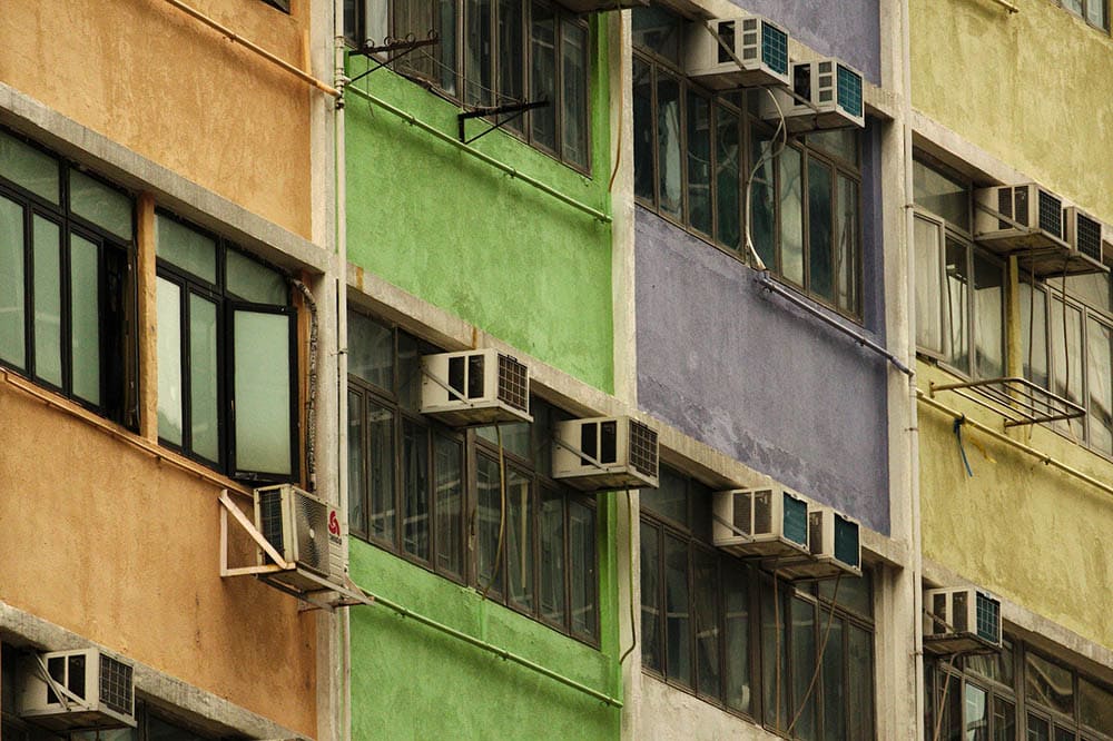 window air conditioners used in a residential building