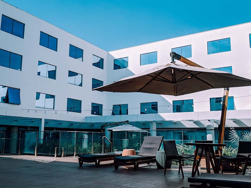 Umbrella Deckchairs in a Hotel