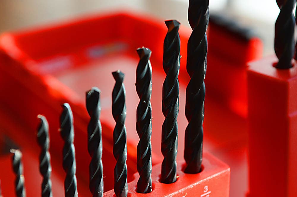Lined up drill bits