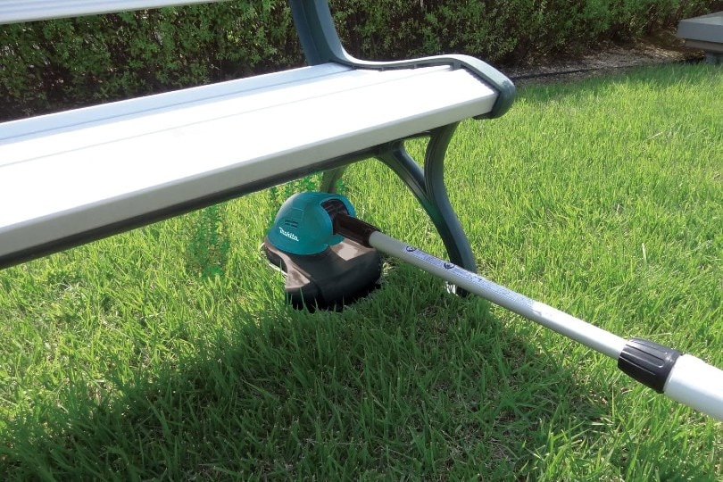 Makita 18V String Trimmer cutting grass