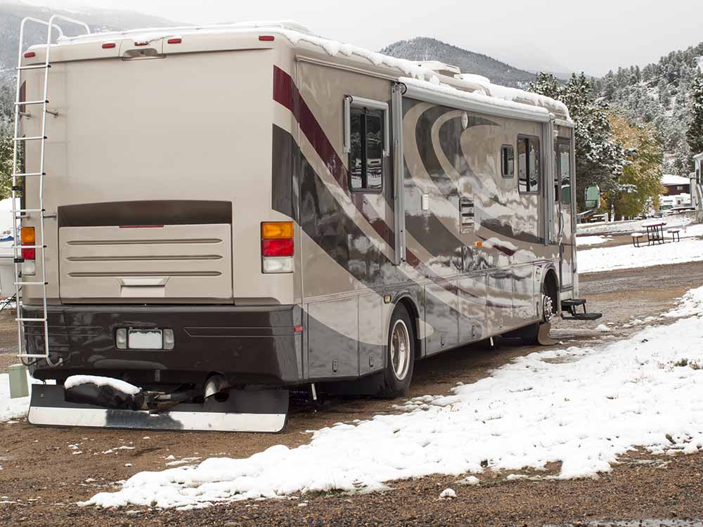 RV campsite in snow
