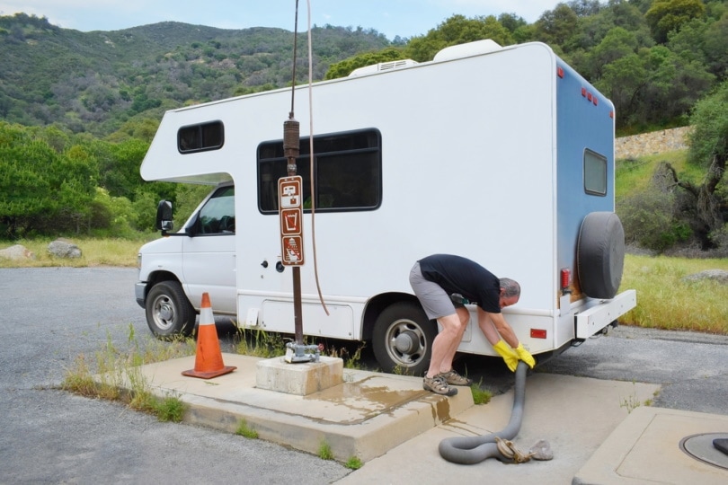 RV in dumping station