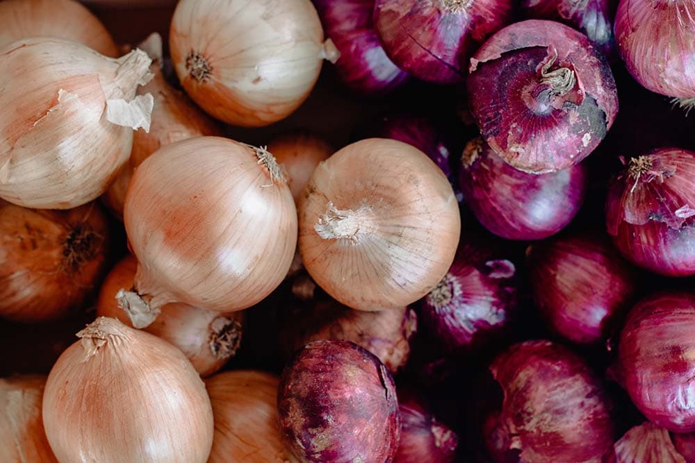 White and red onions