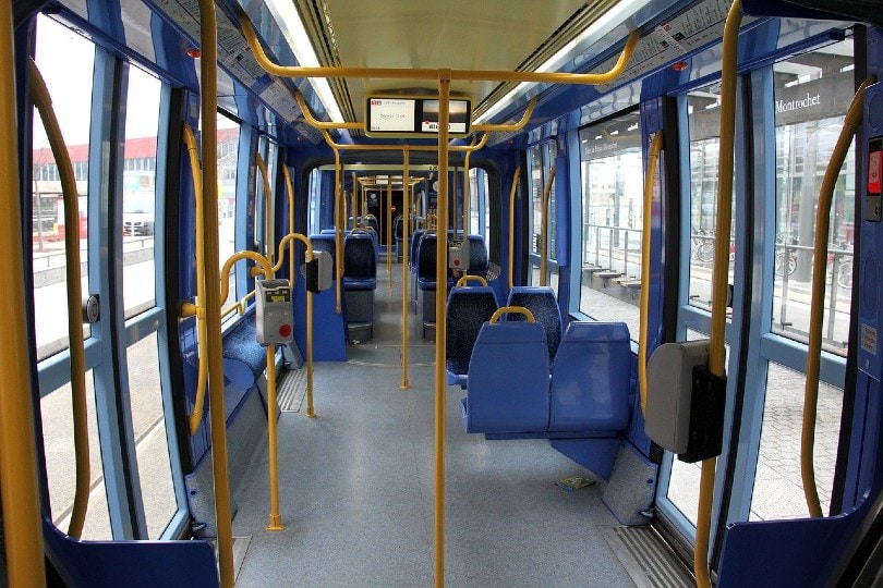 an interior of a bus