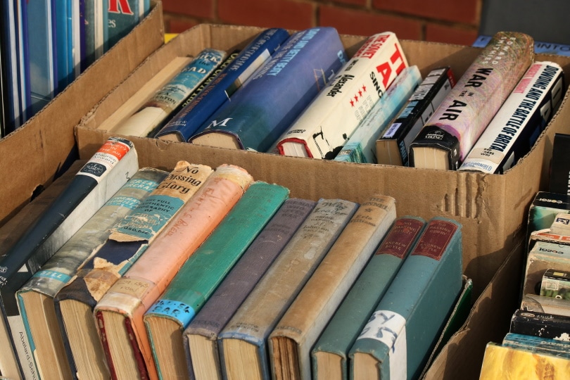 assorted books in the box