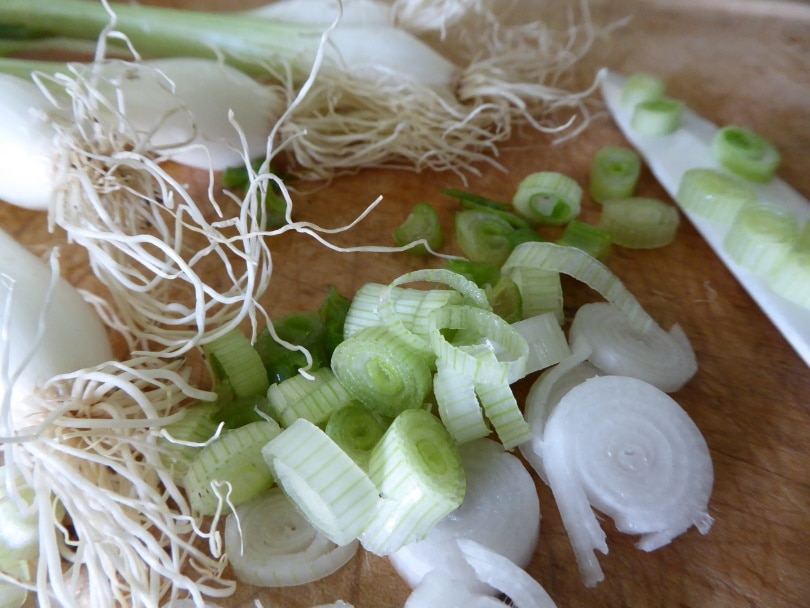 chop spring onions