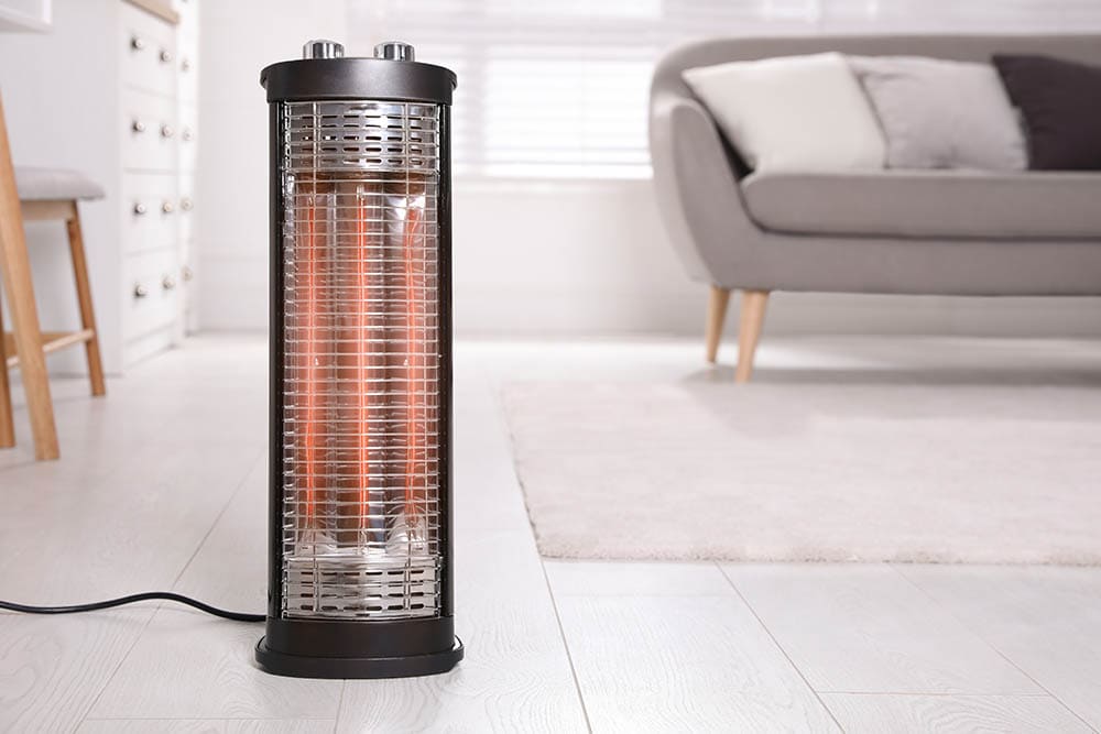 modern electric heater on floor