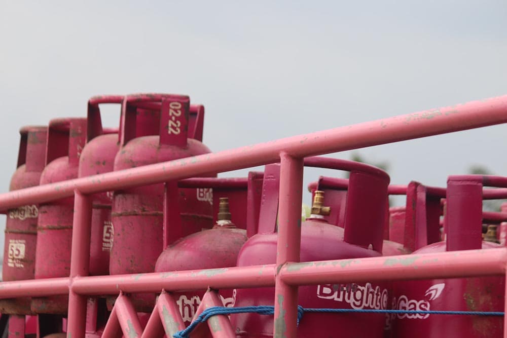 pink propane LPG tanks