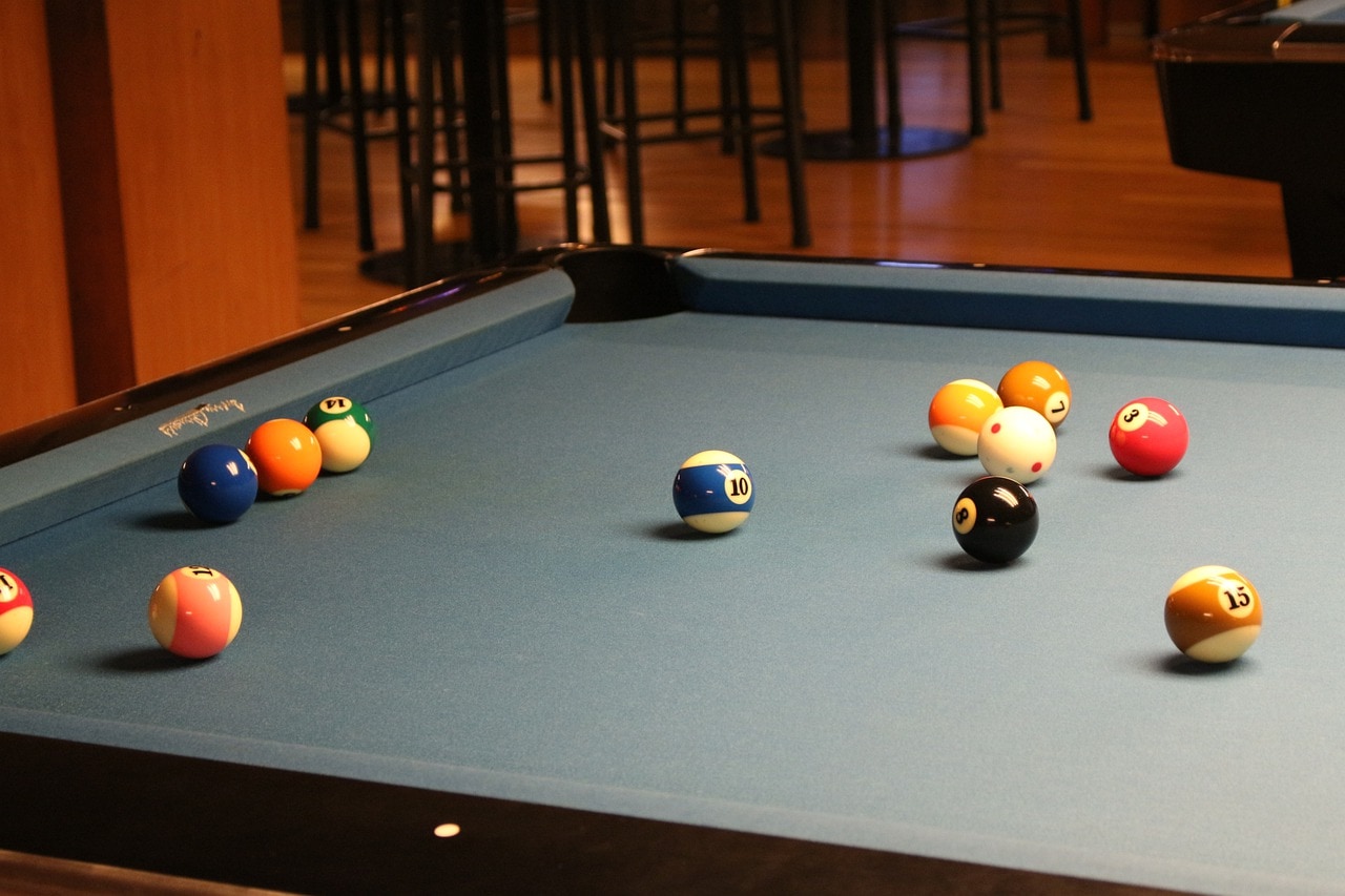 pool table in a room