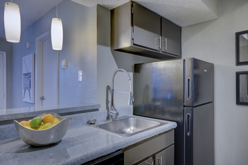 refrigerator in the kitchen