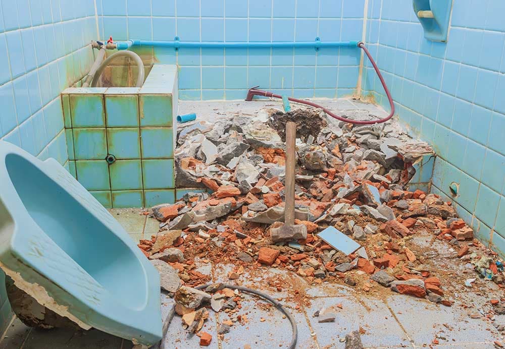 repair toilet old bathroom interior house