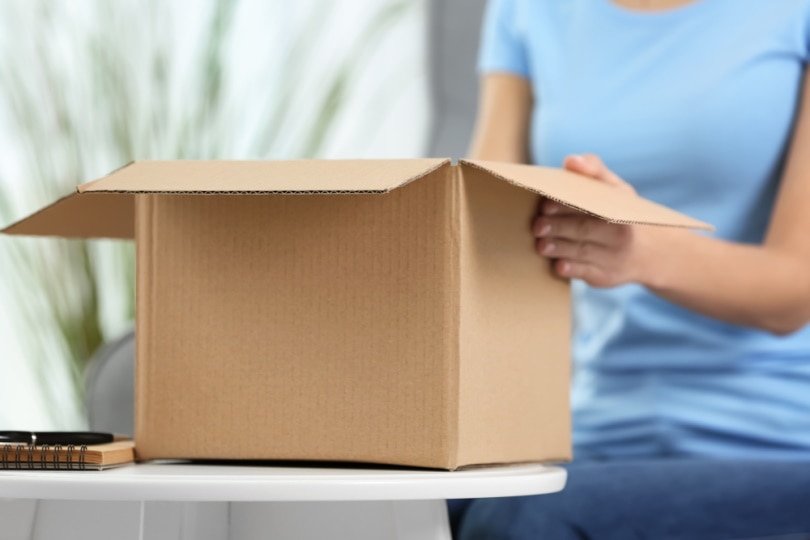 woman holding a box