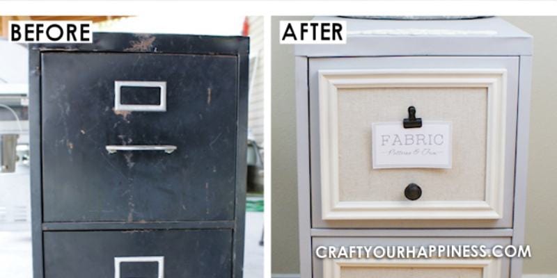 2 Drawer File Cabinet Makeover For Fabric Storage