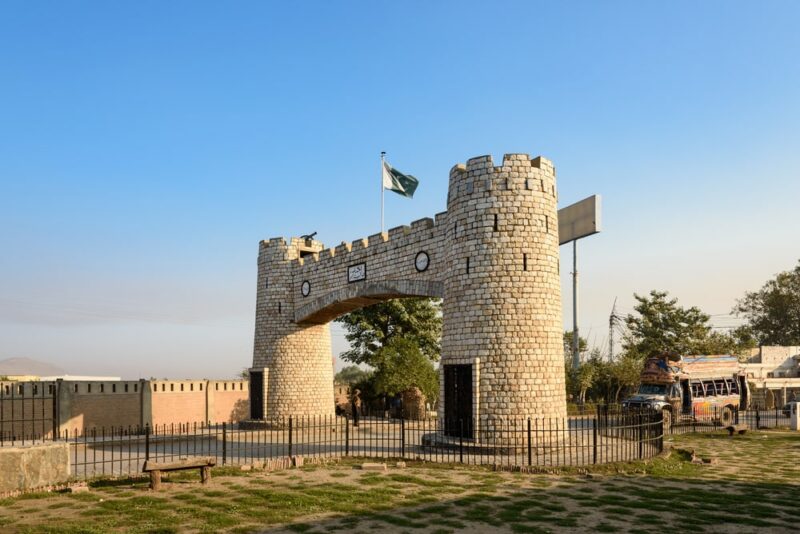 Bab-e-Khyber is the landmark at the end of Khyber pass near Peshawar, Pakistan