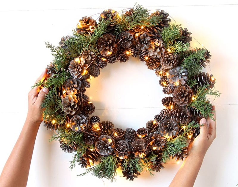 Beautiful Fast & Easy DIY Pinecone Wreath by A Piece Of Rainbow