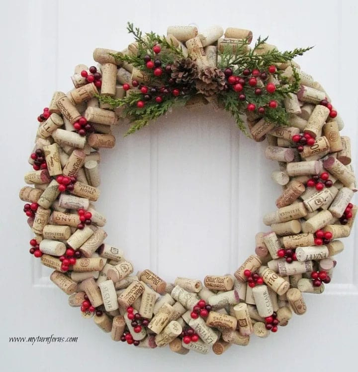 DIY Christmas Wine Cork Wreath by My Turn For Us