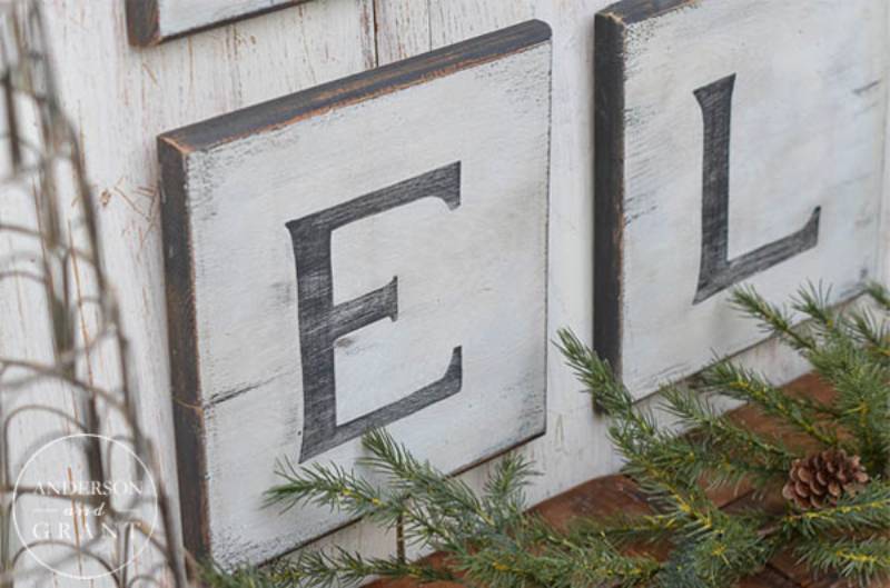 DIY black and white distressed christmas sign