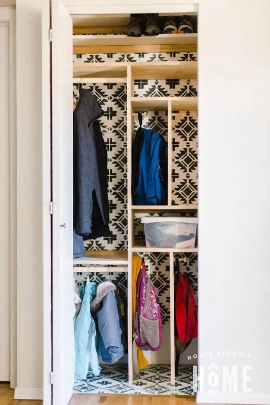 DIY coat closet organization
