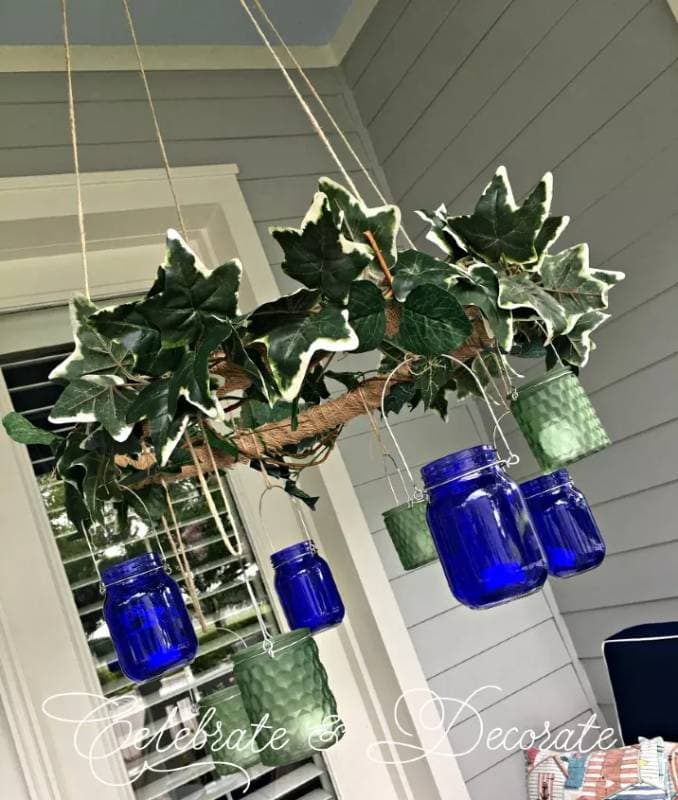 DIY dollar store outdoor chandelier
