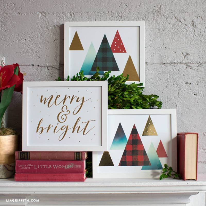 DIY gold foil christmas wall art