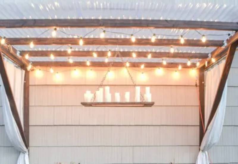 DIY rustic candle outdoor chandelier
