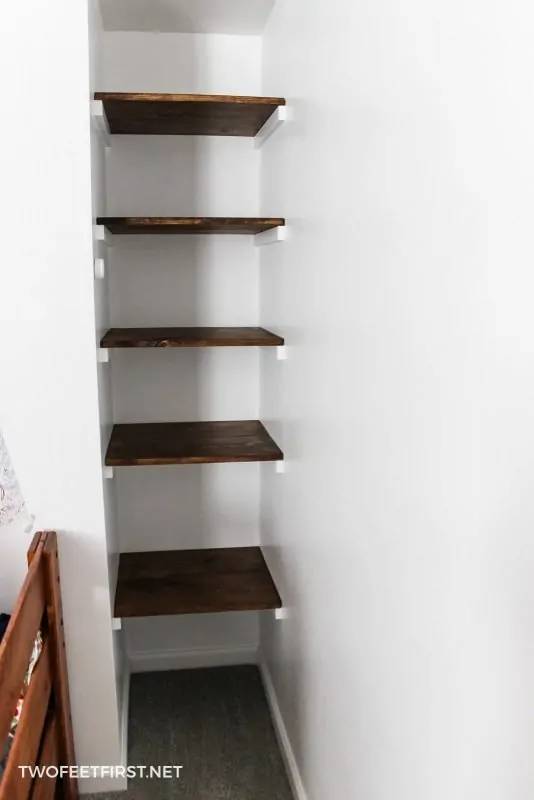 DIY wall to wall shelves