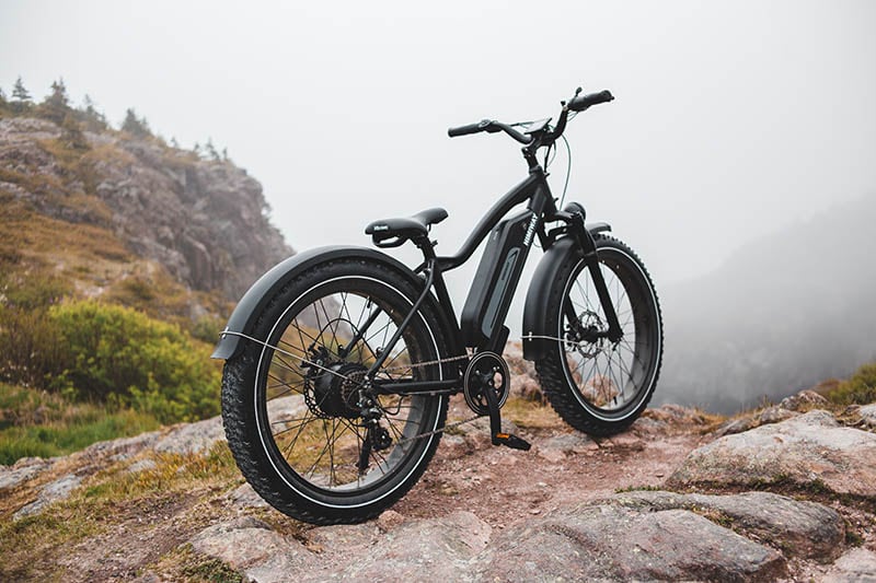 Electric bike on top of the mountain