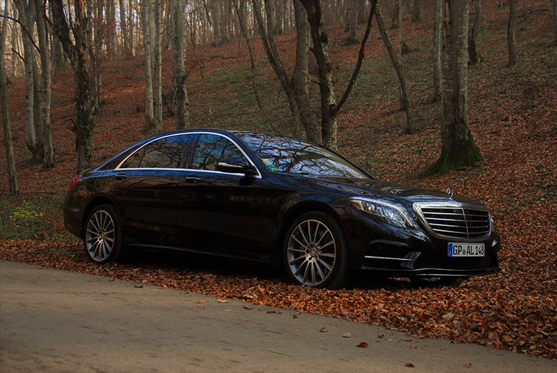 Mercedes Benz S Class on autumn leaves