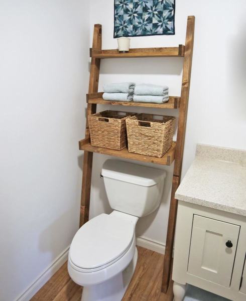 Over the Toilet Storage - Leaning Bathroom Ladder