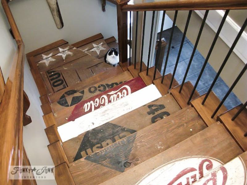Painted wooden crate stairs