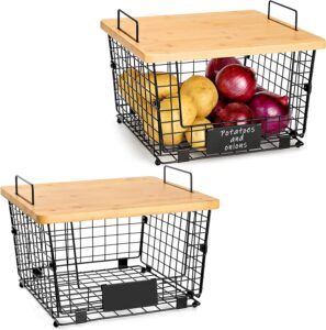 Pantry Basket with Bamboo Top