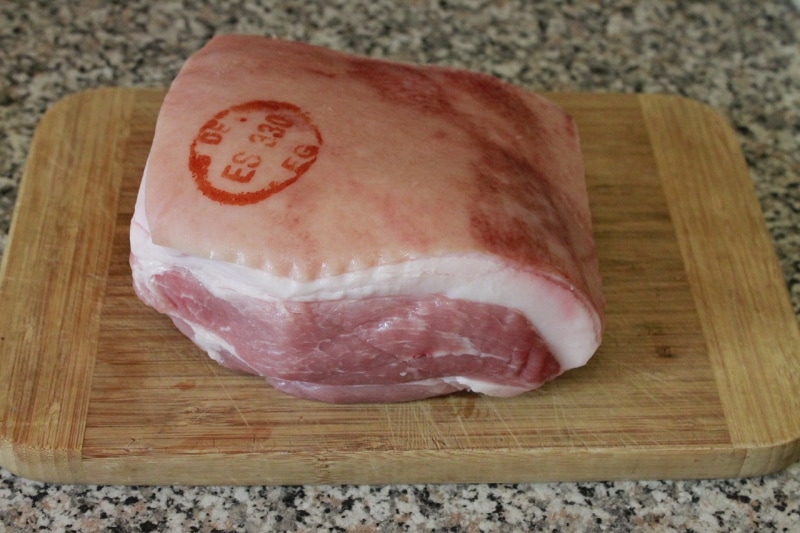 Pork slab on a cutting board