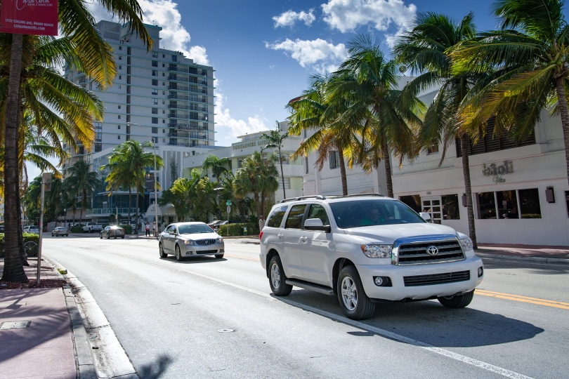 SUV and sedan on the street