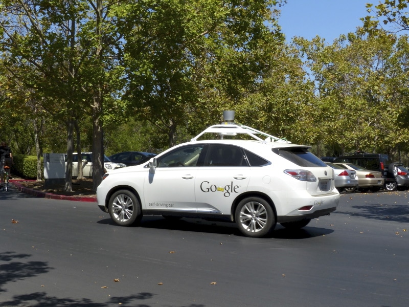 Self-driving car in the parking lot