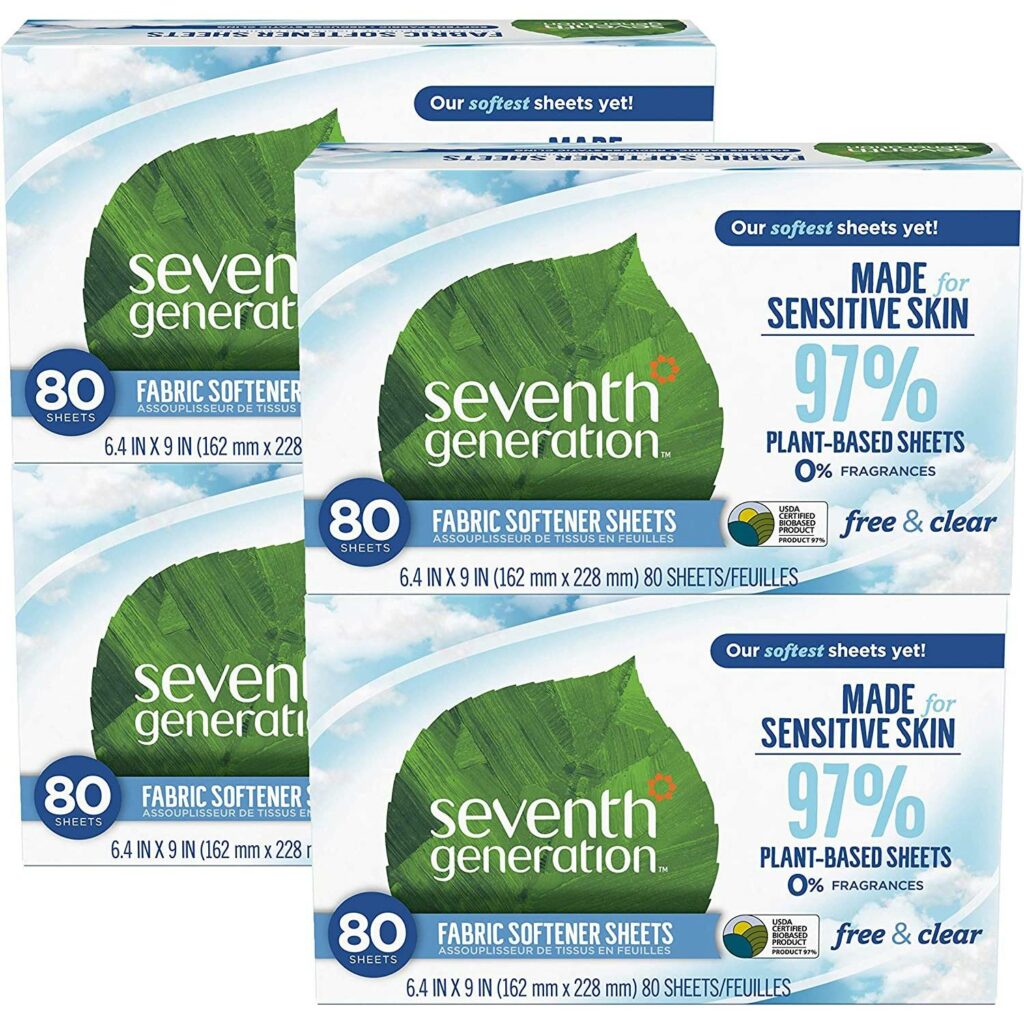 Seventh Generation Dryer Sheets 80 Count (Pack of 4)