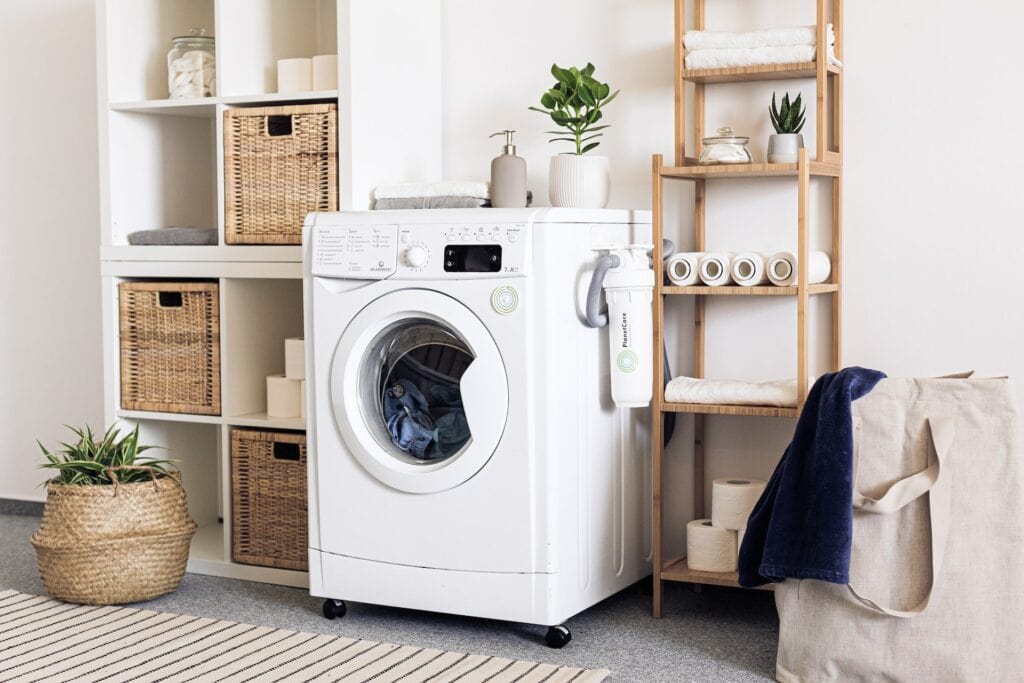 Washing machine in a laundry room