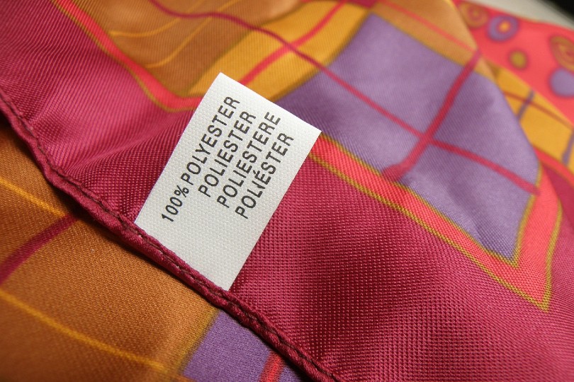 a bright polyester scarf